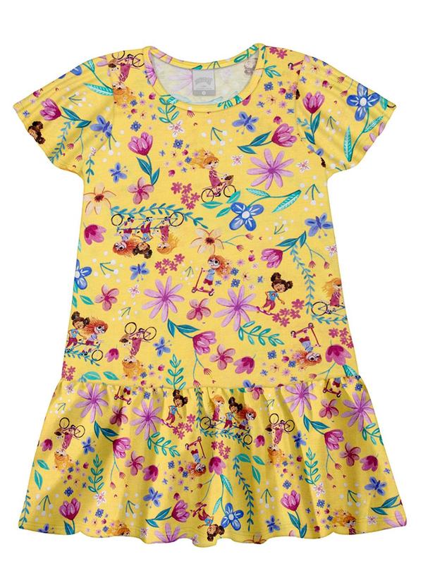 Alakazoo - Vestido Infantil Menina Estampado Amarelo 1