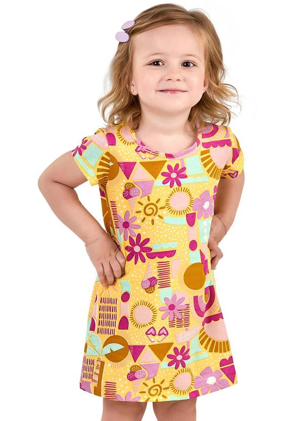 Elian - Vestido Infantil Menina Estampado Amarelo