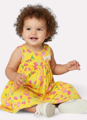 Kyly - Vestido Infantil Menina Estampado Amarelo - KYLY