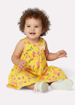 Kyly - Vestido Infantil Menina Estampado Amarelo - KYLY