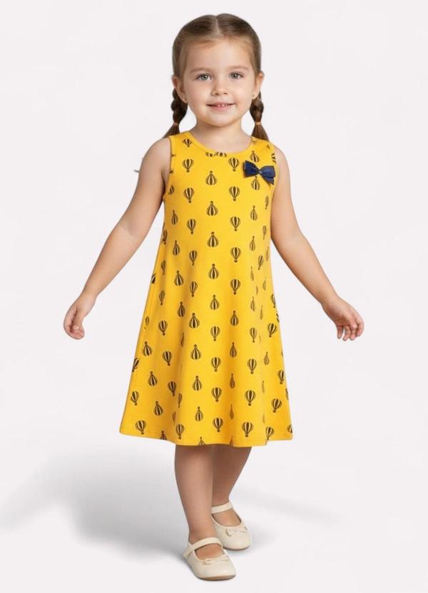 Kyly - Vestido Infantil Menina Estampado Amarelo
