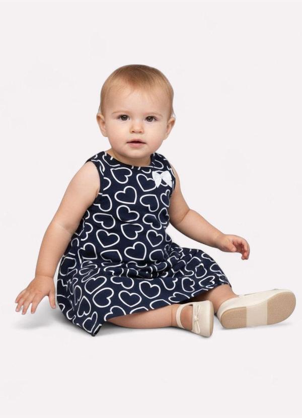 Kyly - Vestido Infantil Menina Estampado Azul Marinho 2