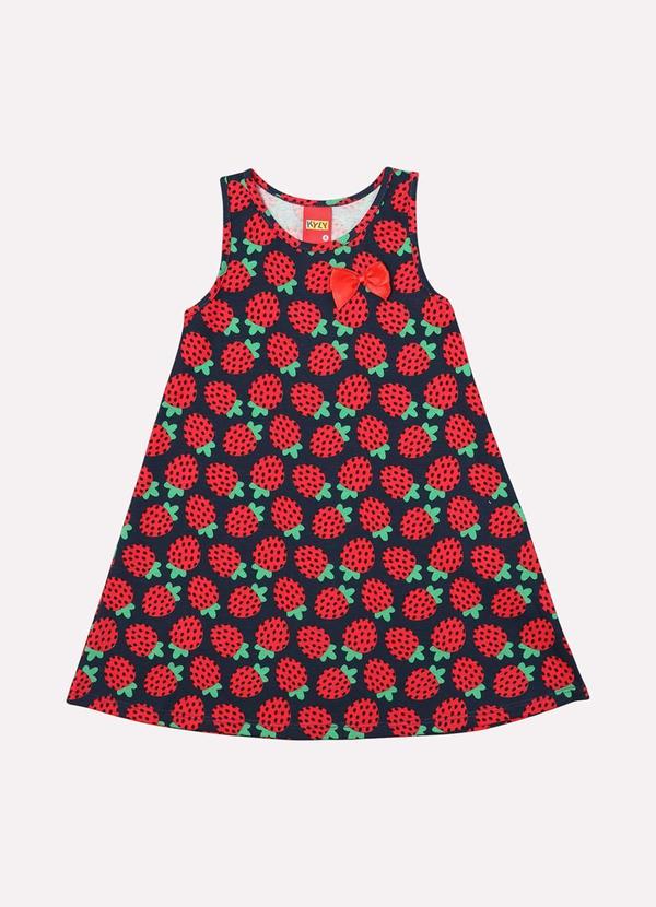 Kyly - Vestido Infantil Menina Estampado Azul Marinho