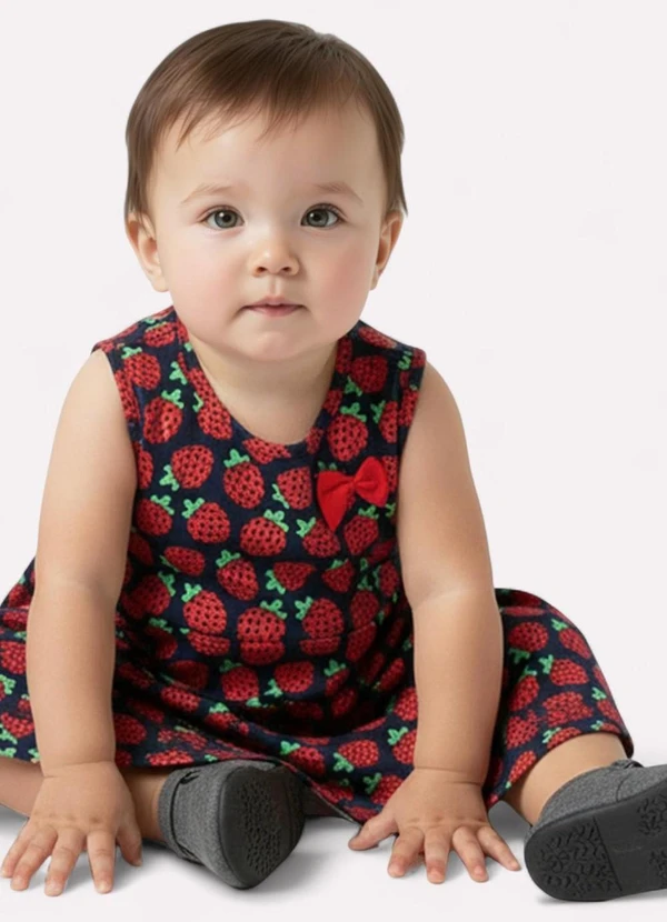 Kyly - Vestido Infantil Menina Estampado Azul Marinho