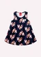 Kyly - Vestido Infantil Menina Estampado Branco - variação: Azul Marinho