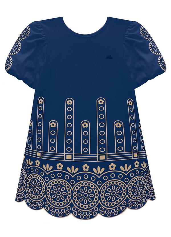 Milon - Vestido Infantil Menina Estampado Azul