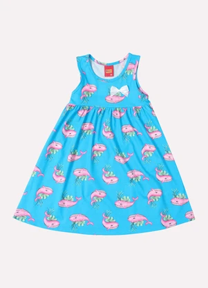 Kyly - Vestido Infantil Menina Estampado Azul - KYLY