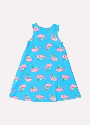 Kyly - Vestido Infantil Menina Estampado Azul - KYLY