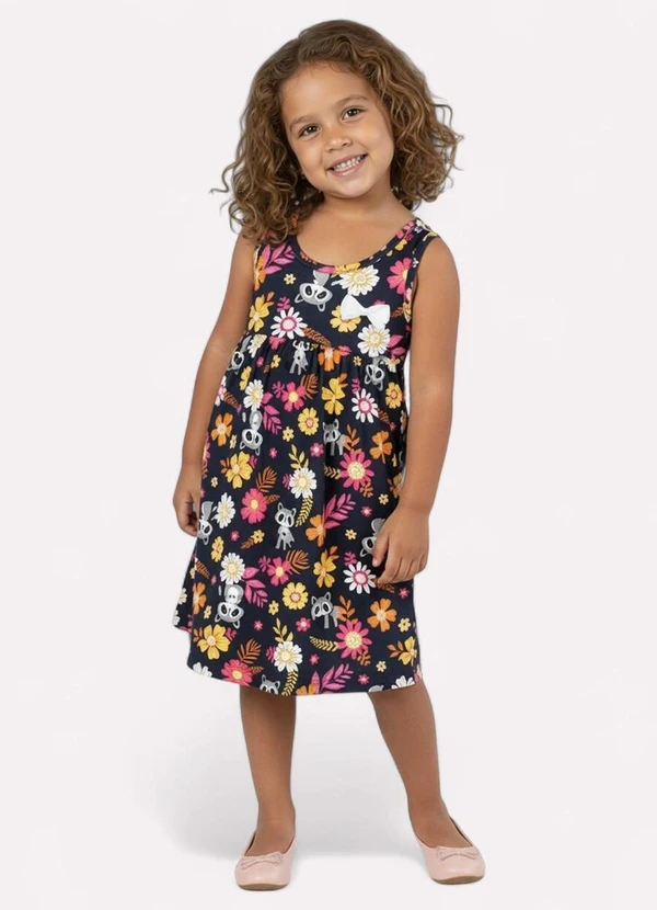 Kyly - Vestido Infantil Menina Estampado Azul