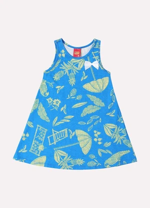 Kyly - Vestido Infantil Menina Estampado Azul - KYLY