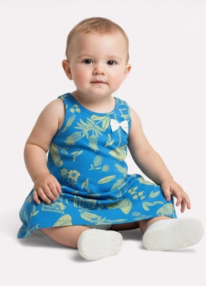 Kyly - Vestido Infantil Menina Estampado Azul - KYLY