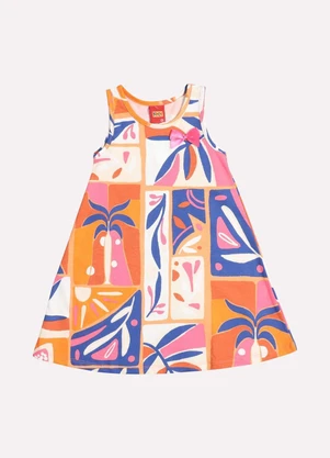 Kyly - Vestido Infantil Menina Estampado Azul - KYLY