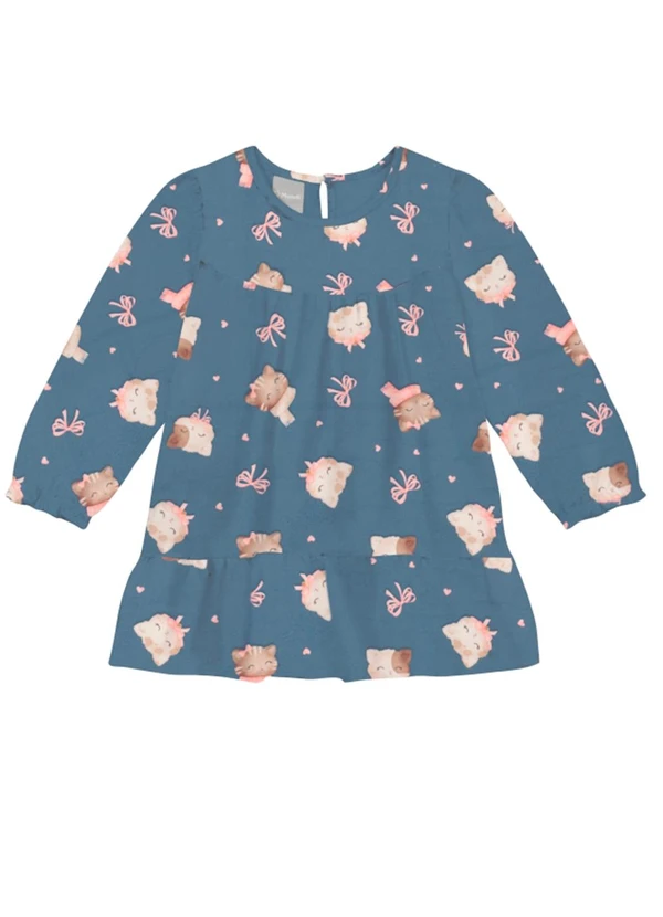 Brandili Mundi - Vestido Infantil Menina Estampado Azul