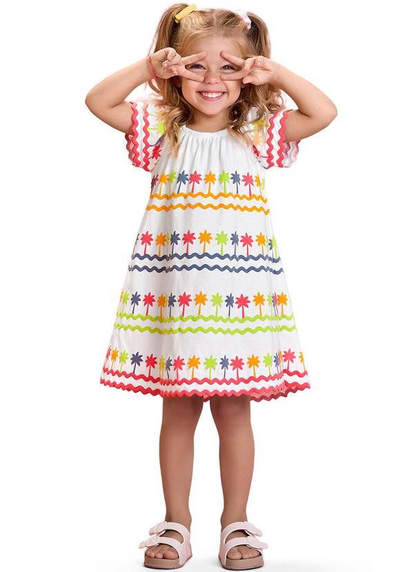 Nanai - Vestido Infantil Menina Estampado Branco