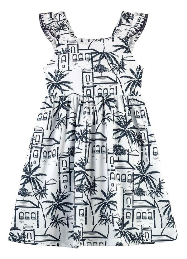 Nanai - Vestido Infantil Menina Estampado Branco