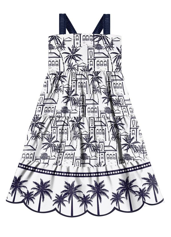 Nanai - Vestido Infantil Menina Estampado Branco