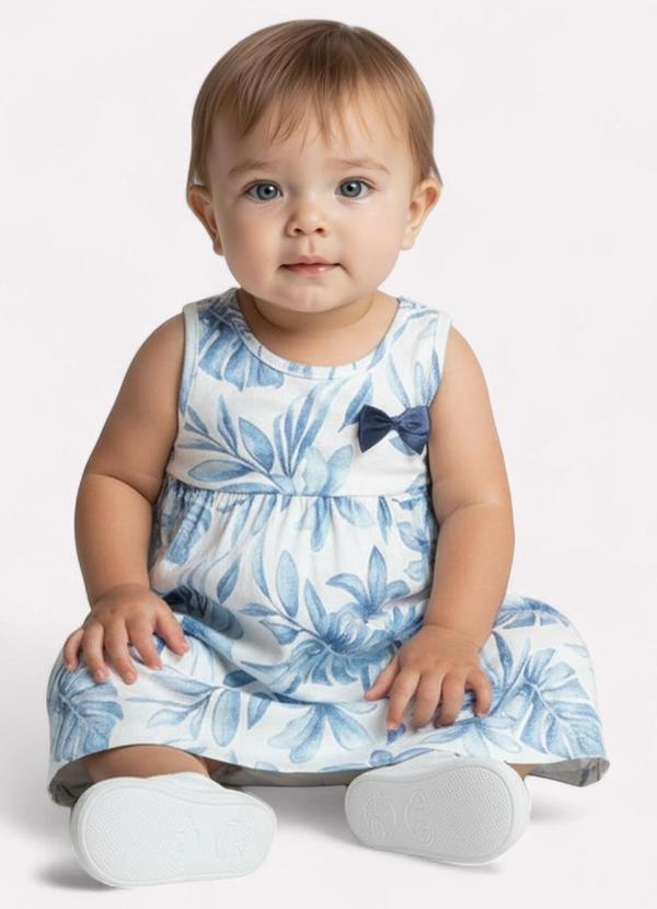 Kyly - Vestido Infantil Menina Estampado Branco