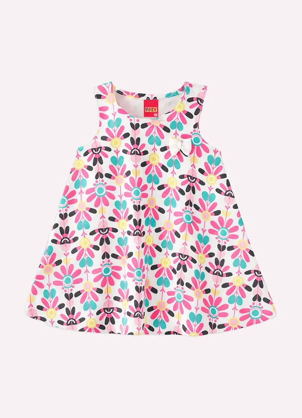 Kyly - Vestido Infantil Menina Estampado Branco