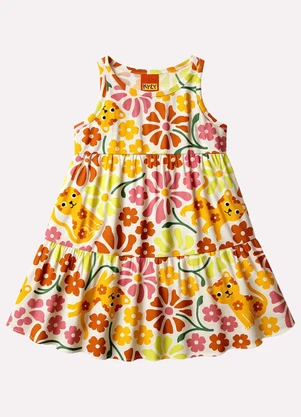 Kyly - Vestido Infantil Menina Estampado Branco - KYLY