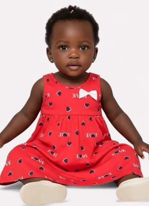 Kyly - Vestido Infantil Menina Estampado Vermelho - KYLY