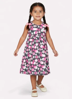 Kyly - Vestido Infantil Menina Estampado Cinza - KYLY
