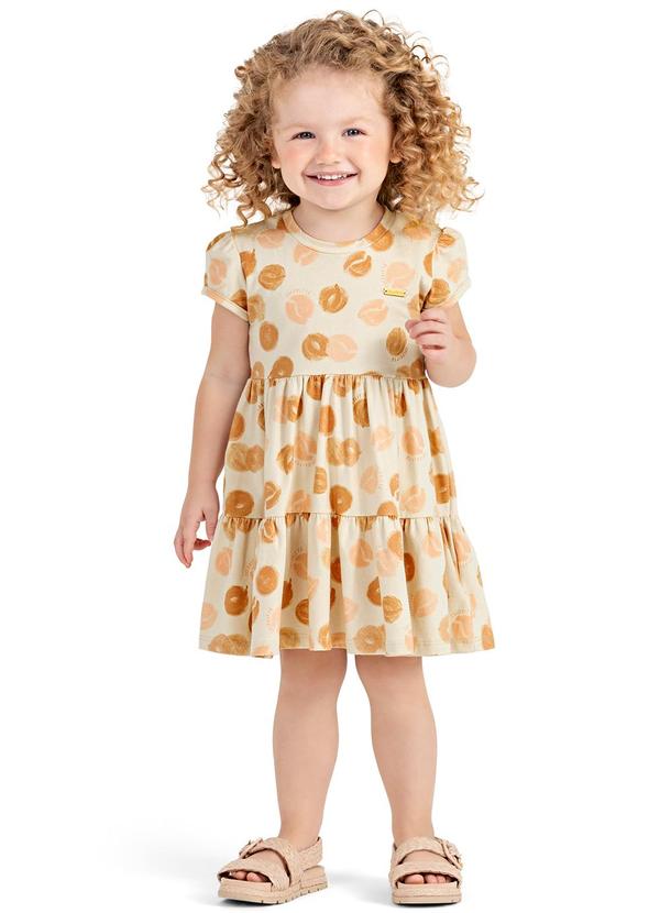 Colorittá - Vestido Infantil Menina Estampado Colorittá Bege