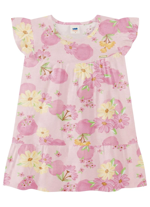Marlan - Vestido Infantil Menina Estampado Cotton Rosa