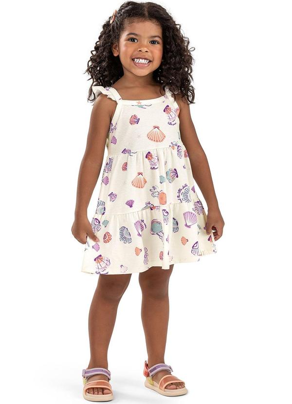 Elian - Vestido Infantil Menina Estampado Elian Bege