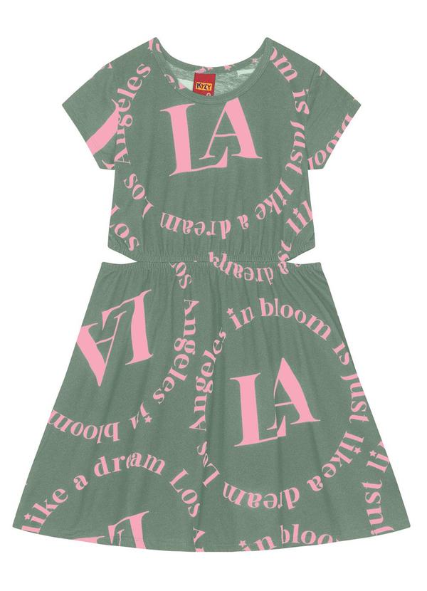 Kyly - Vestido Infantil Menina Estampado Verde