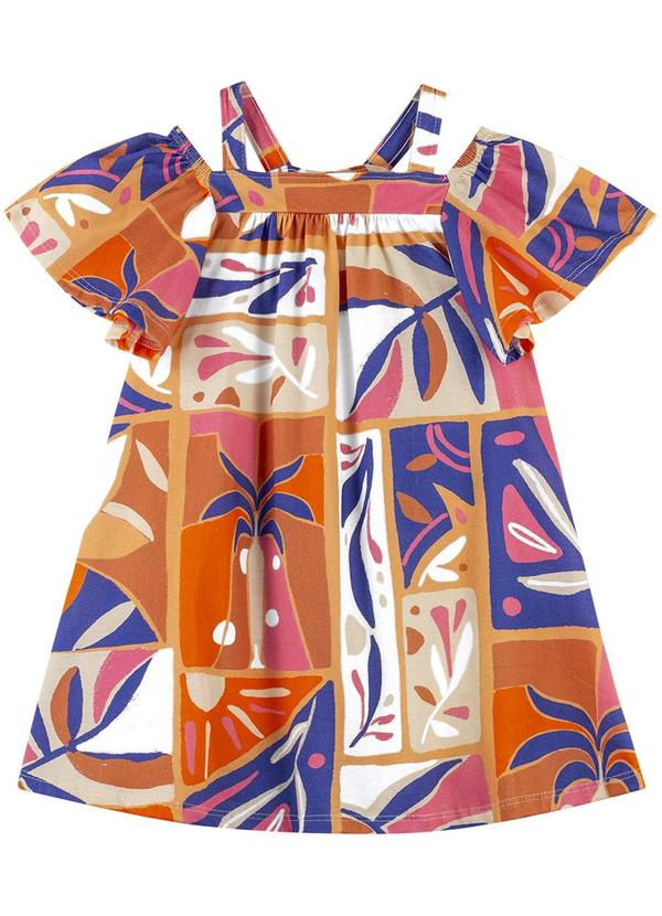 Nanai - Vestido Infantil Menina Estampado Laranja