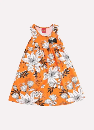 Kyly - Vestido Infantil Menina Estampado Laranja - KYLY