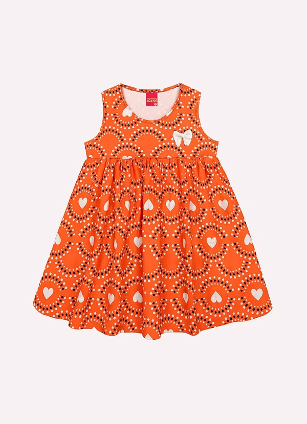 Kyly - Vestido Infantil Menina Estampado Laranja