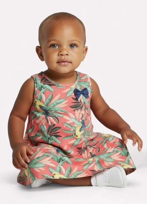 Kyly - Vestido Infantil Menina Estampado Laranja - KYLY