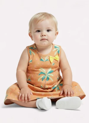 Kyly - Vestido Infantil Menina Estampado Marrom - KYLY