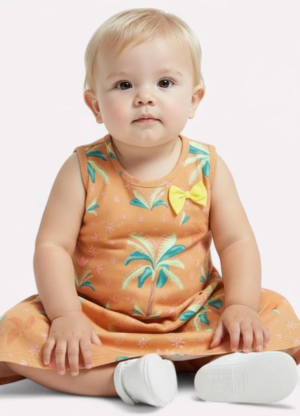 Kyly - Vestido Infantil Menina Estampado Marrom