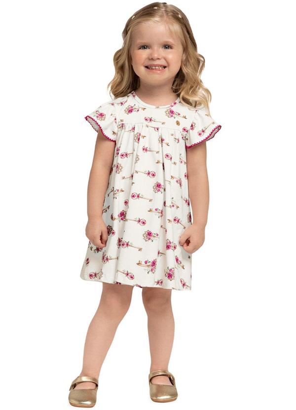 Milon - Vestido Infantil Menina Estampado Off White