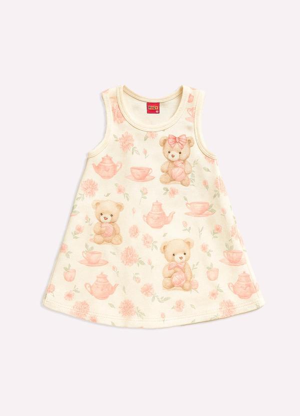 Kyly - Vestido Infantil Menina Estampado Off White