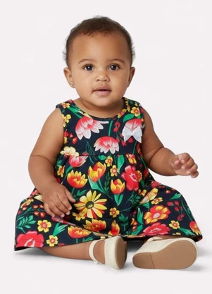 Kyly - Vestido Infantil Menina Estampado Off White - KYLY