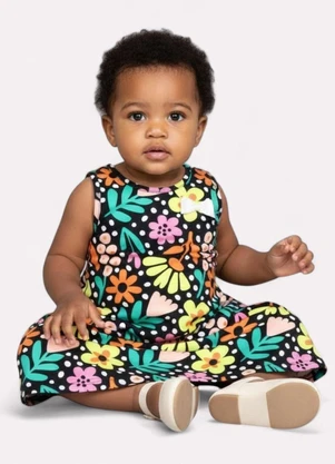 Kyly - Vestido Infantil Menina Estampado Preto - KYLY
