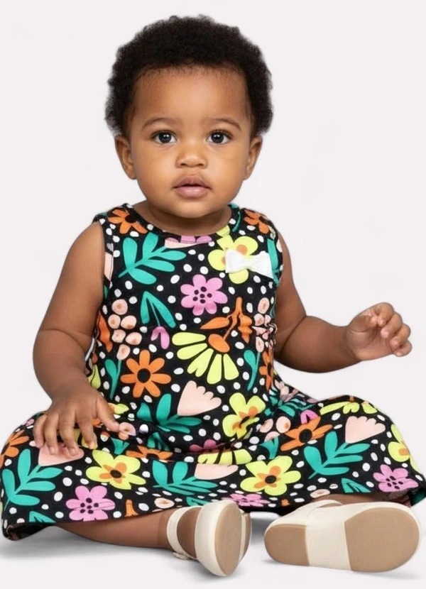 Kyly - Vestido Infantil Menina Estampado Preto