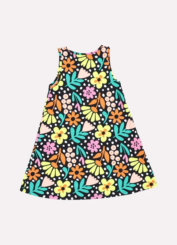 Kyly - Vestido Infantil Menina Estampado Preto 3