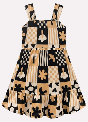 Kyly - Vestido Infantil Menina Estampado Preto - KYLY