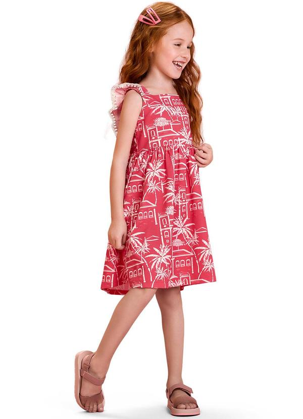 Nanai - Vestido Infantil Menina Estampado Rosa