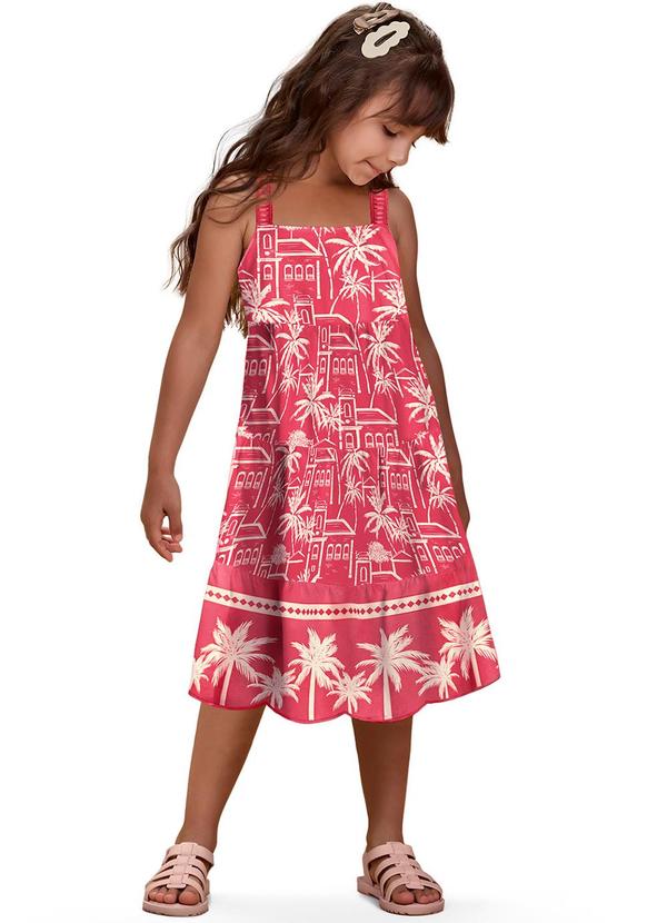 Nanai - Vestido Infantil Menina Estampado Rosa