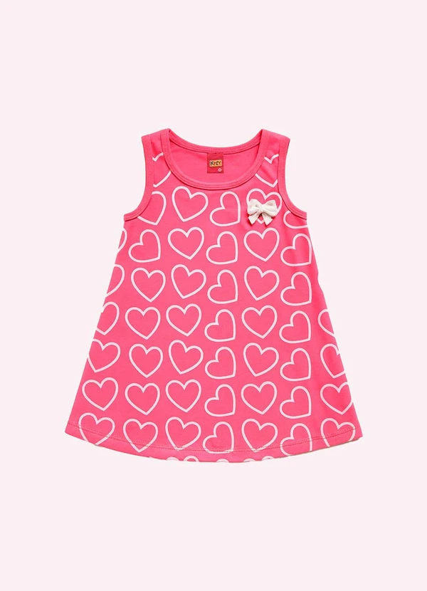 Kyly - Vestido Infantil Menina Estampado Rosa