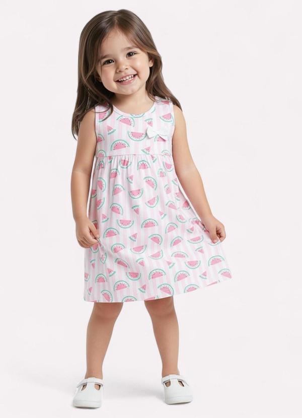 Kyly - Vestido Infantil Menina Estampado Rosa