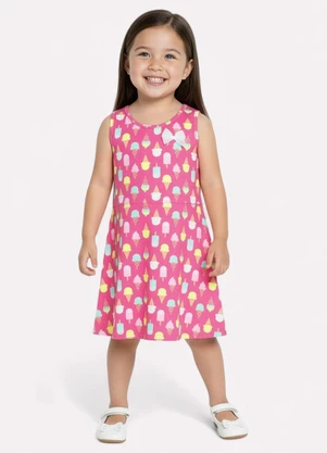 Kyly - Vestido Infantil Menina Estampado Rosa - KYLY