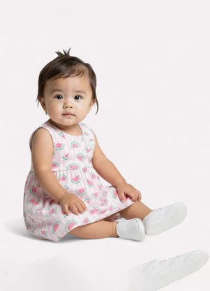Kyly - Vestido Infantil Menina Estampado Rosa - KYLY