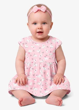 Rovi Kids - Vestido Infantil Menina Estampado Rosa - ROVI KIDS