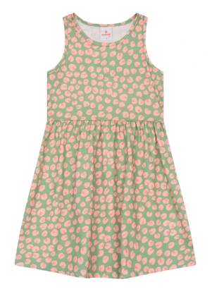 Brandili - Vestido Infantil Menina Estampado Verde - BRANDILI